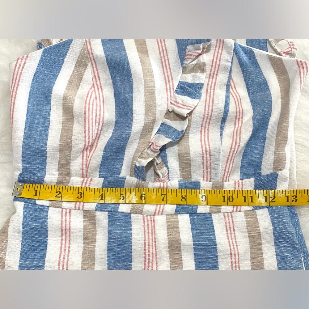 Karlie Womens S Blue Stripe Jumpsuit Boho Fall Preppy Cottagecore Coastal Fairy - Picture 8 of 14